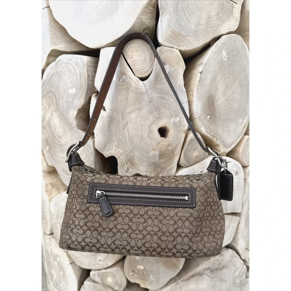 Coach MINI 6332 Vintage Demi Y2K SoHo Signature C Canvas Bag W/Leather Trim